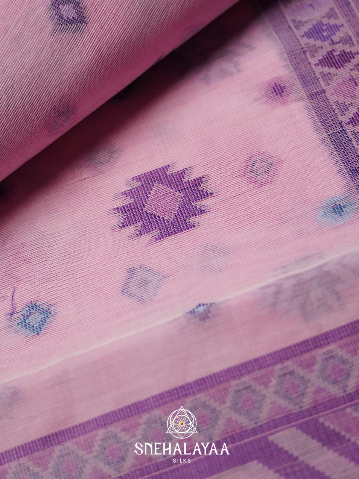Baby Pink Bengal Cotton Jamdani Saree without Blouse