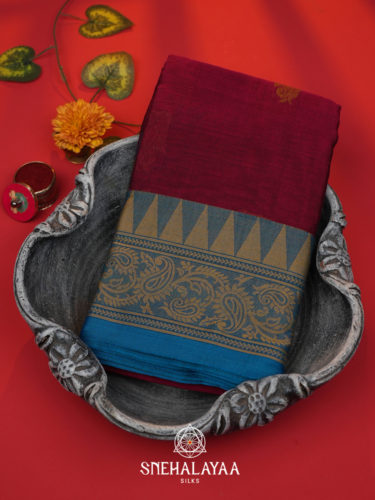Magenta Bengal Cotton Saree