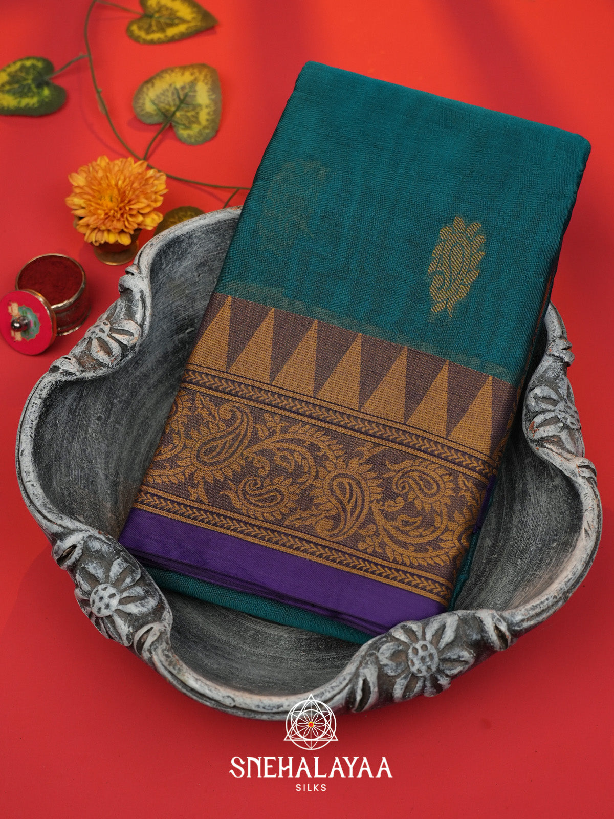 Teal Green Bengal Cotton Saree