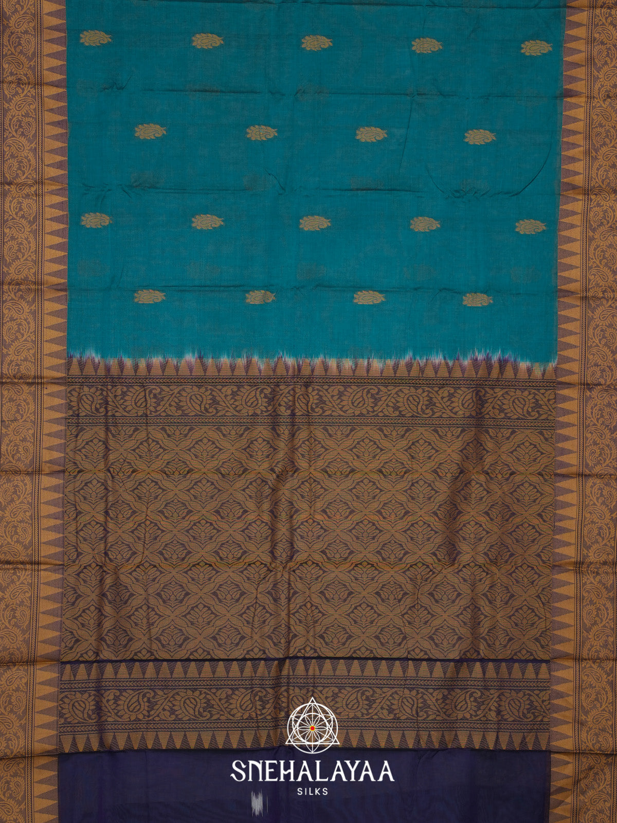 Teal Green Bengal Cotton Saree