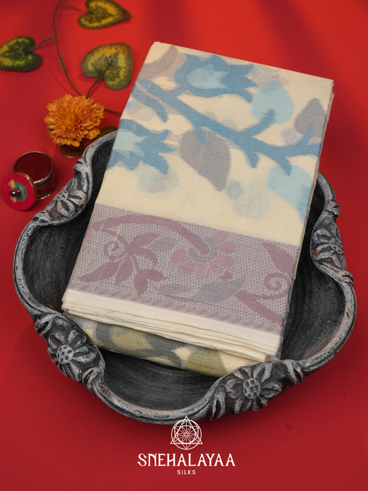 Cream Bengal Cotton Jamdani Saree without Blouse