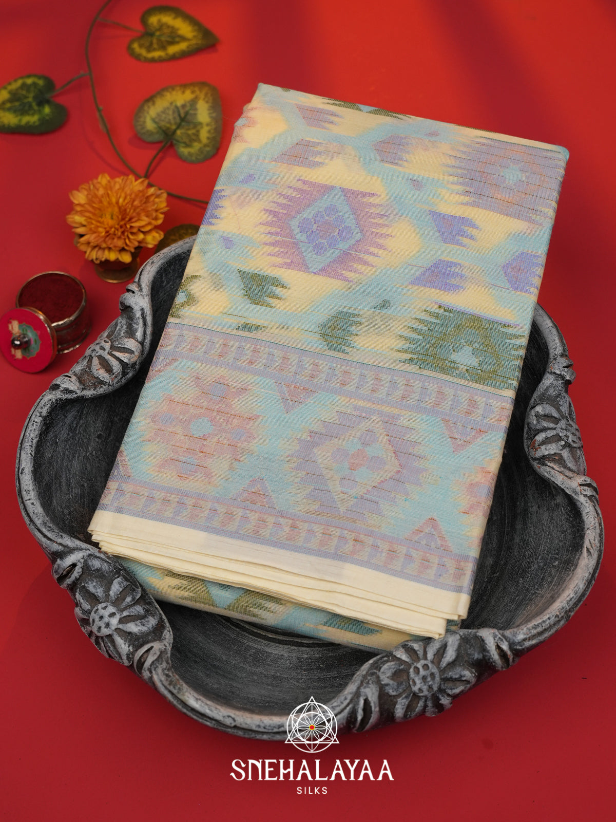 Yellow Bengal Cotton Jamdani Saree without Blouse