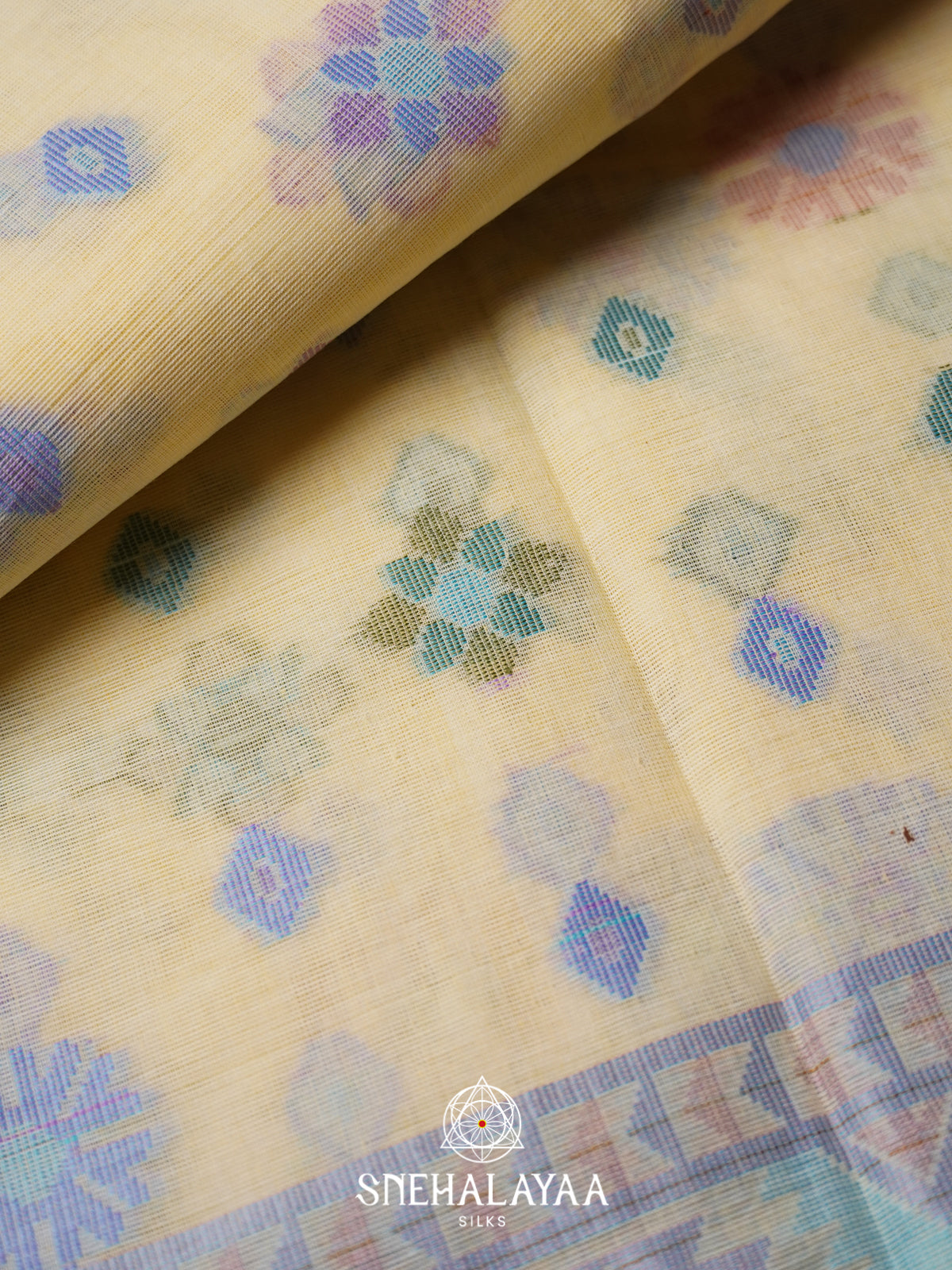 Yellow Bengal Cotton Jamdani Saree without Blouse
