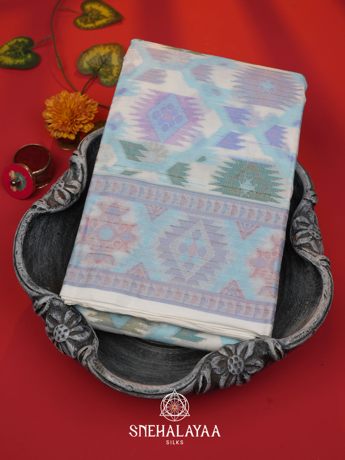 Off White  Bengal Cotton Jamdani Saree without Blouse