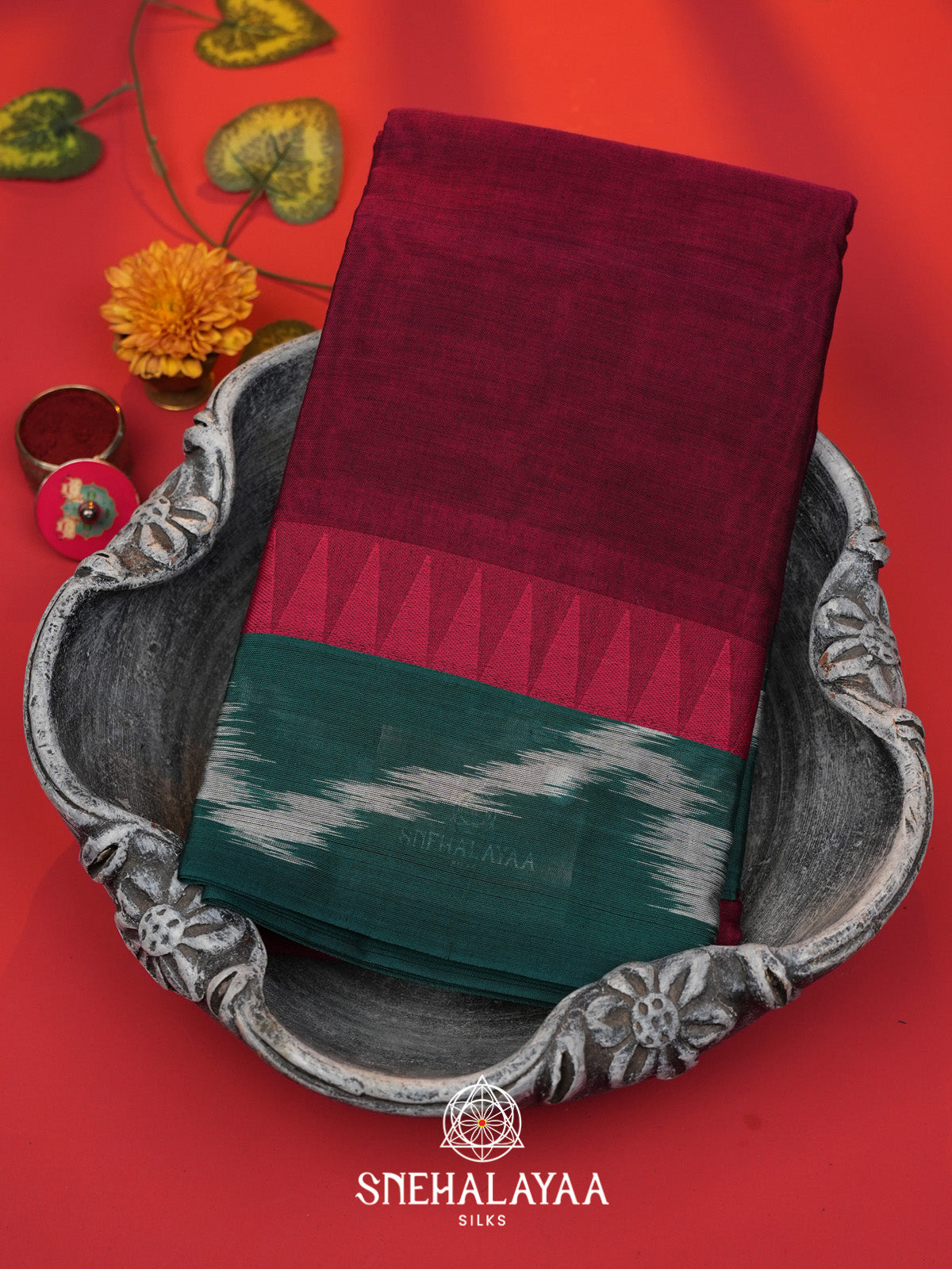 Magenta Bengal Cotton Saree