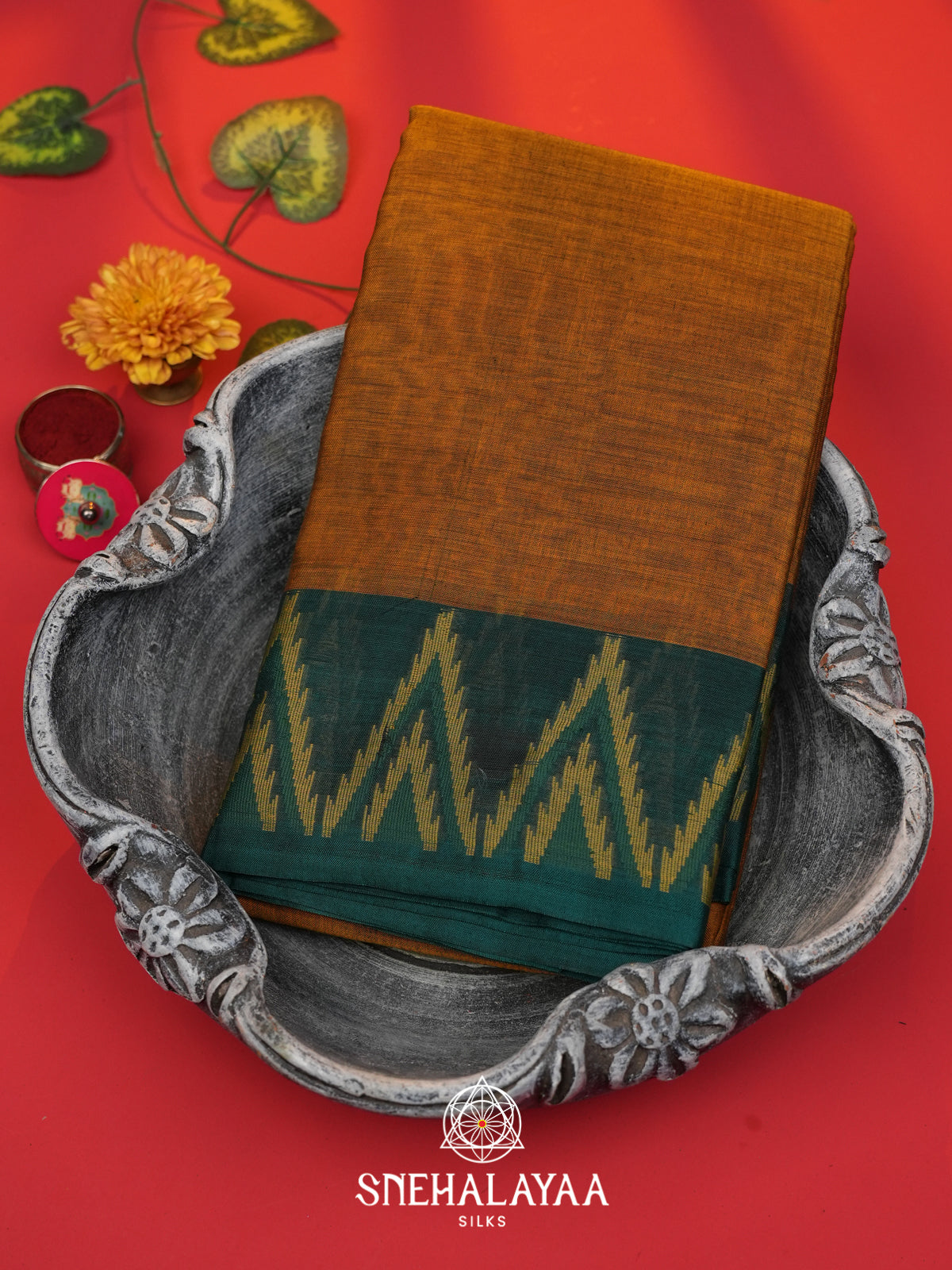 Burnt Orange Bengal Cotton Saree