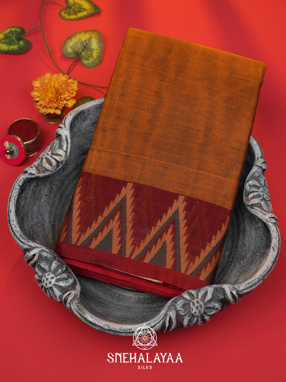 Orange Bengal Cotton Saree