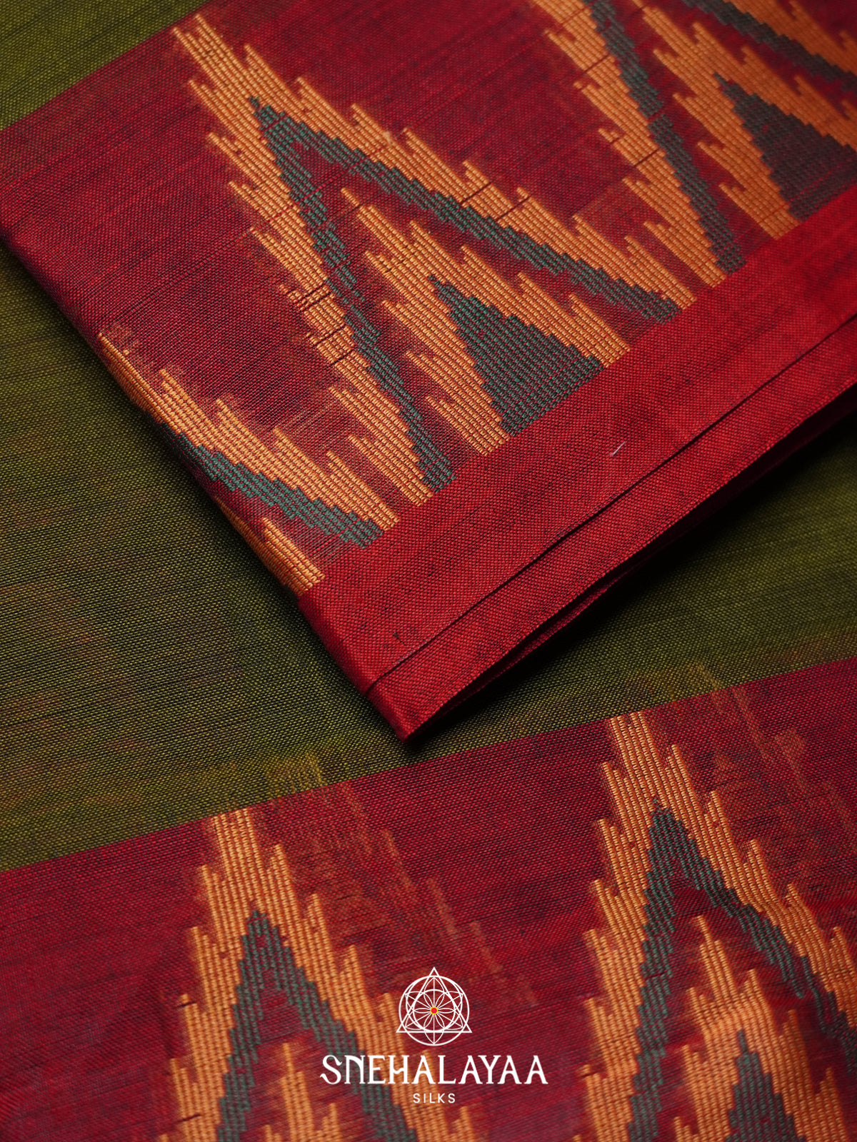 Olive Green Bengal Cotton Saree