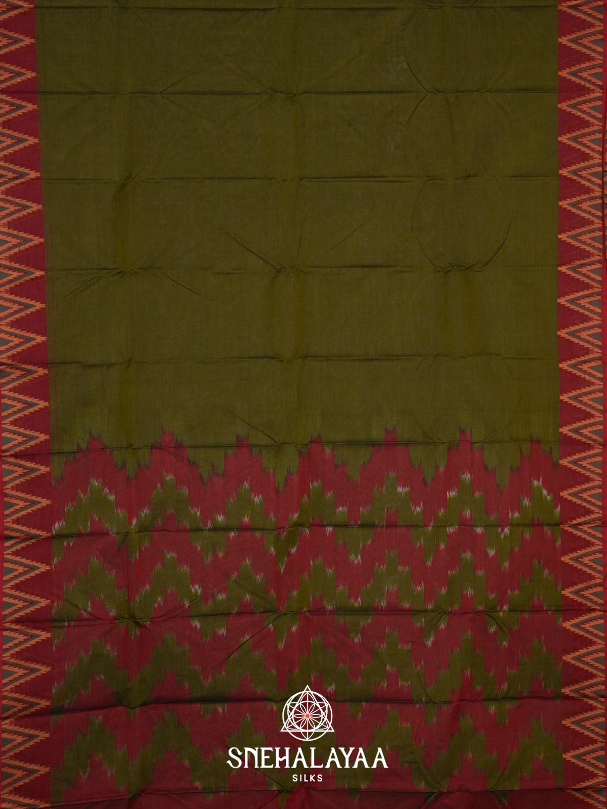 Olive Green Bengal Cotton Saree