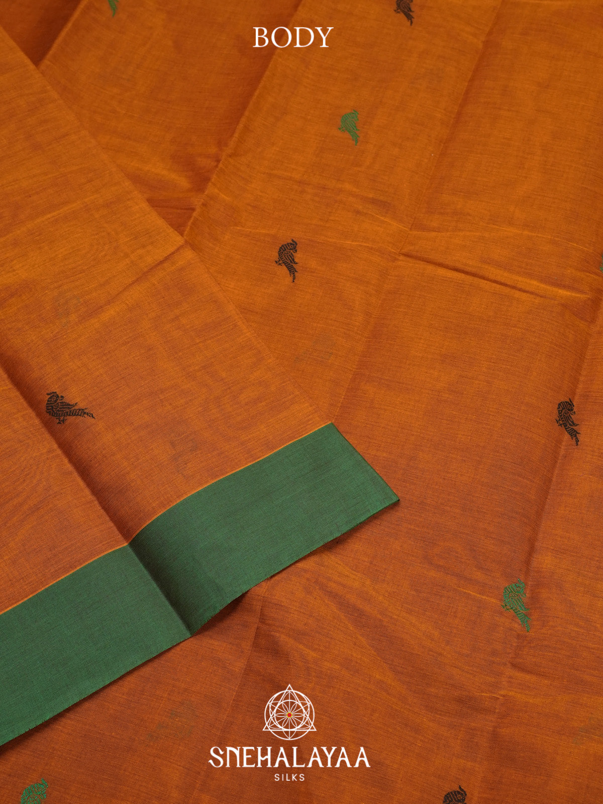 Burnt Orange Kanchi Cotton Saree