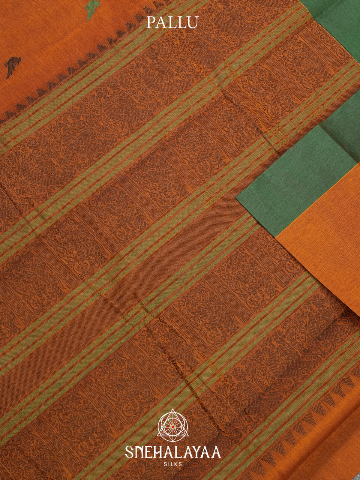 Burnt Orange Kanchi Cotton Saree