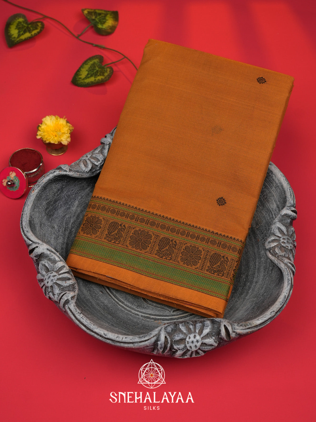 Orange Kanchi Cotton Saree