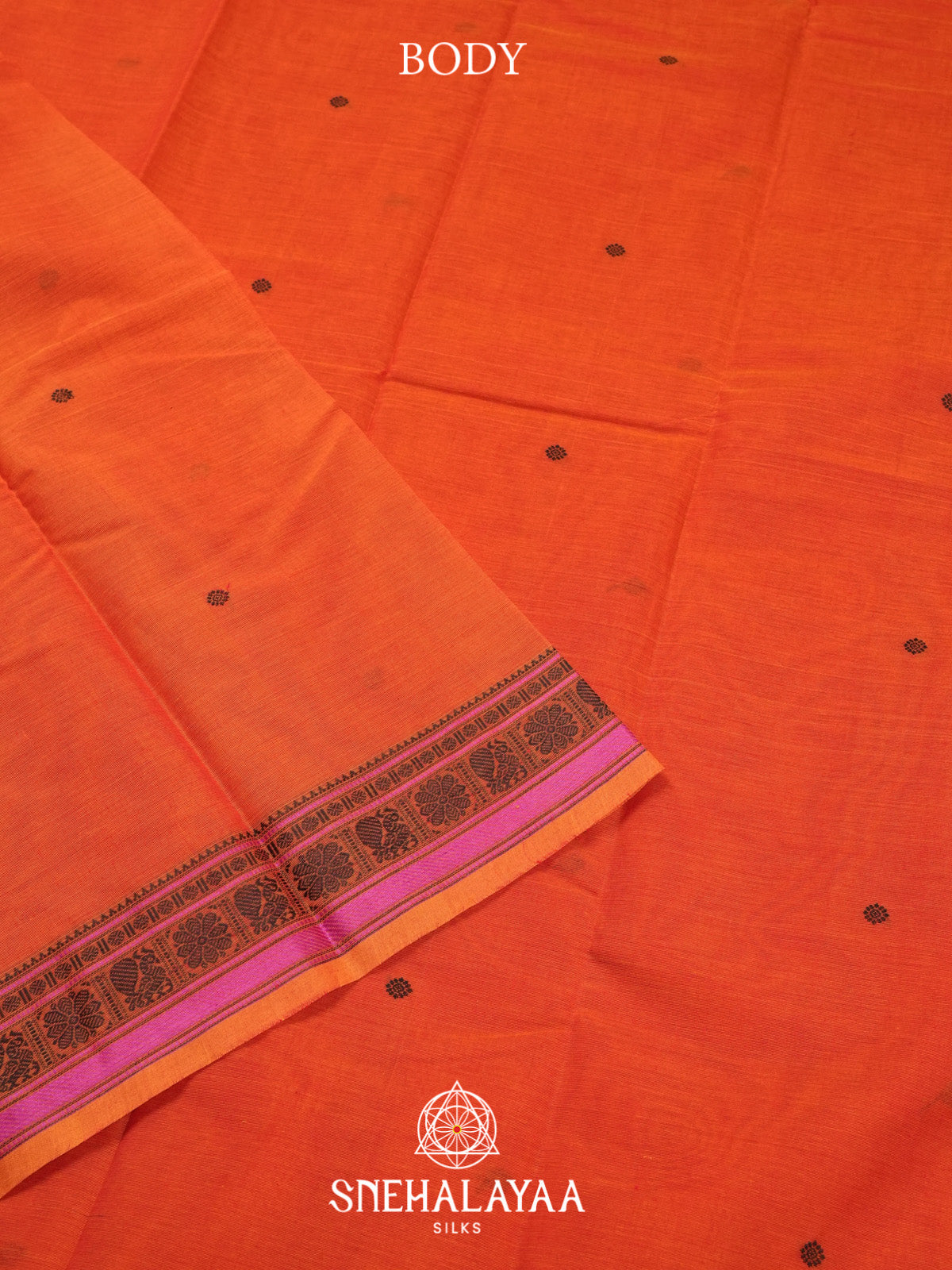 Coral Orange Kanchi Cotton Saree