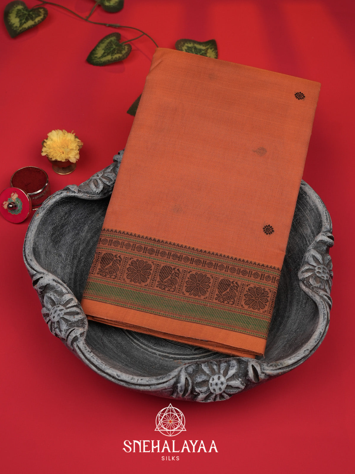 Pale Orange Kanchi Cotton Saree