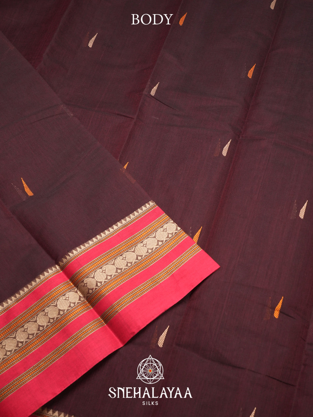 Chocolate Brown Kanchi Cotton Saree