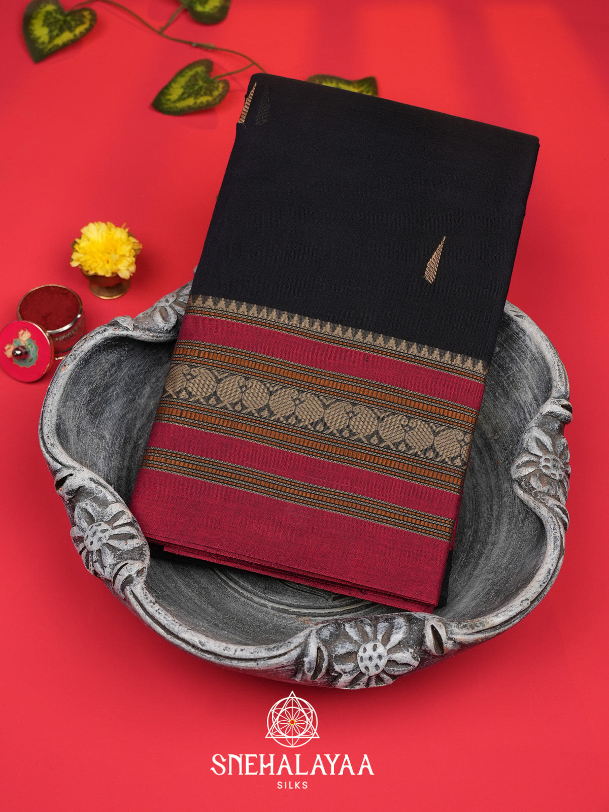 Charcol Black Kanchi Cotton Saree