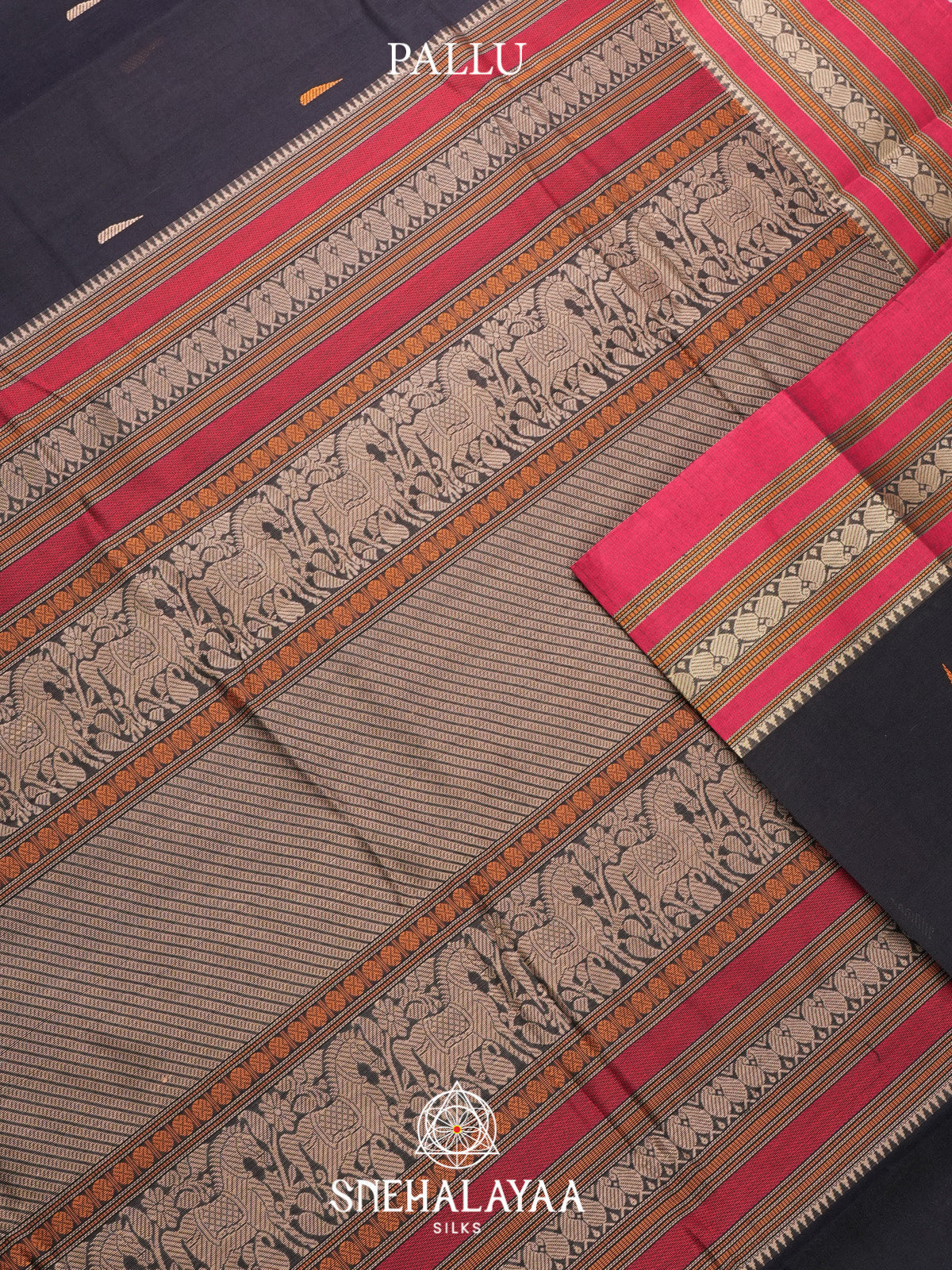 Charcol Black Kanchi Cotton Saree