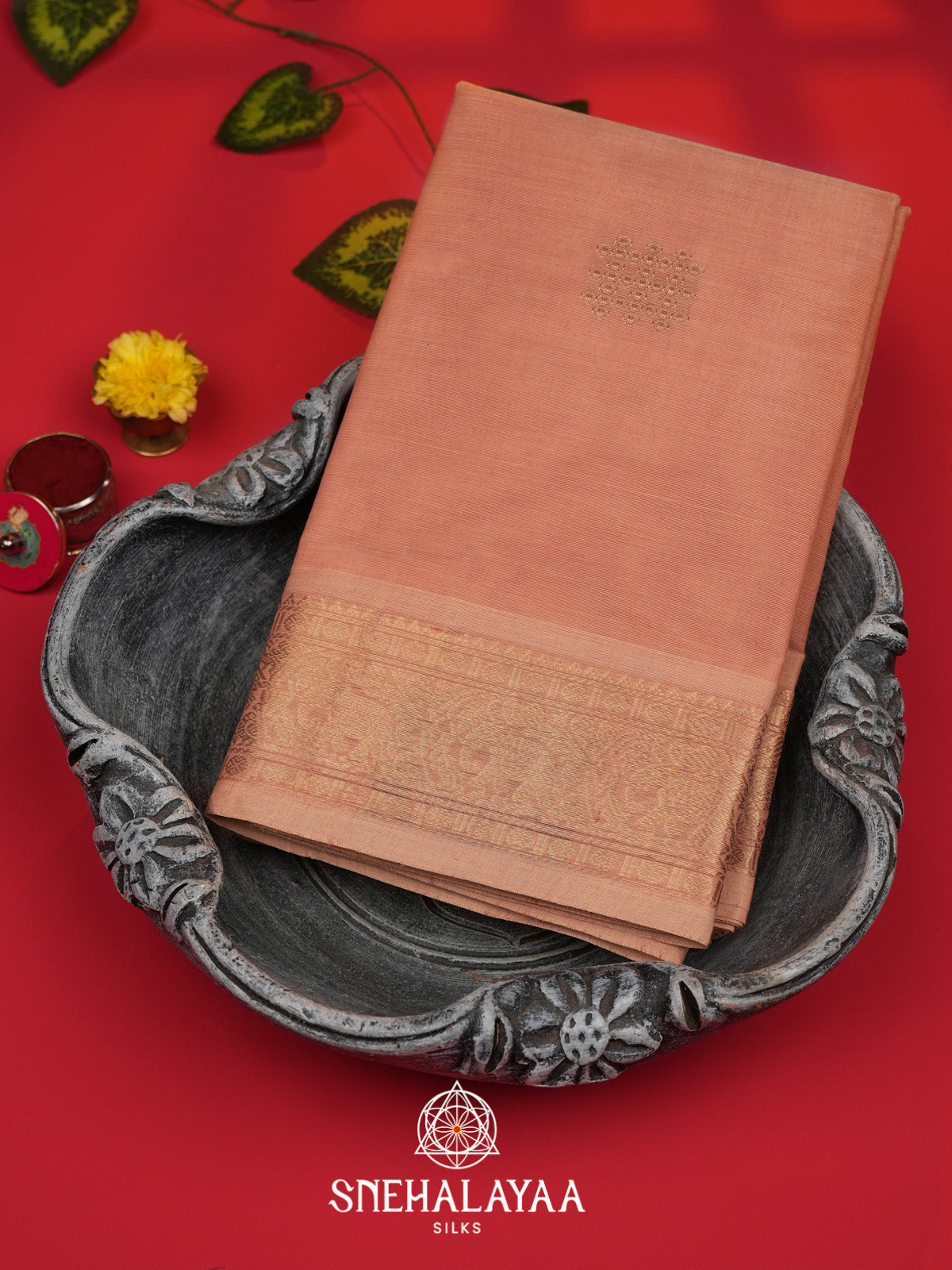 Pale Peach Kanchi Cotton Saree