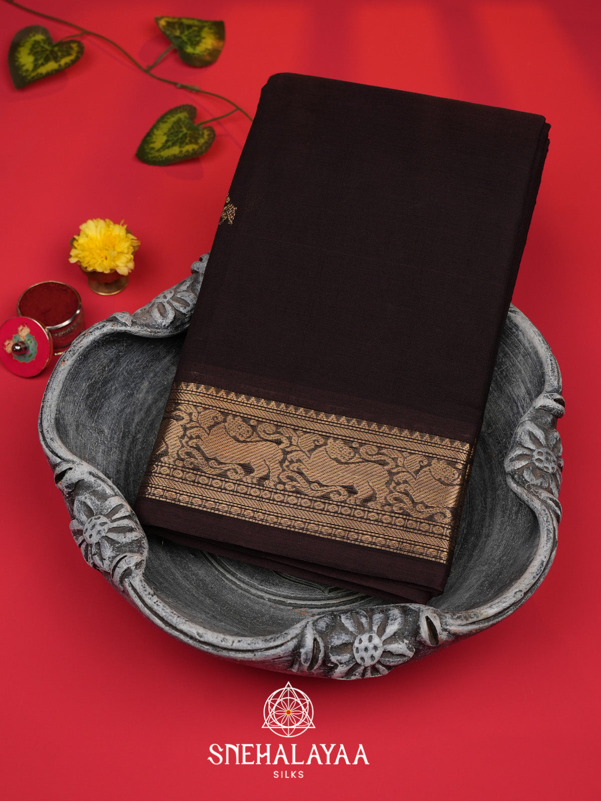 Coffee Brown Kanchi Cotton Saree