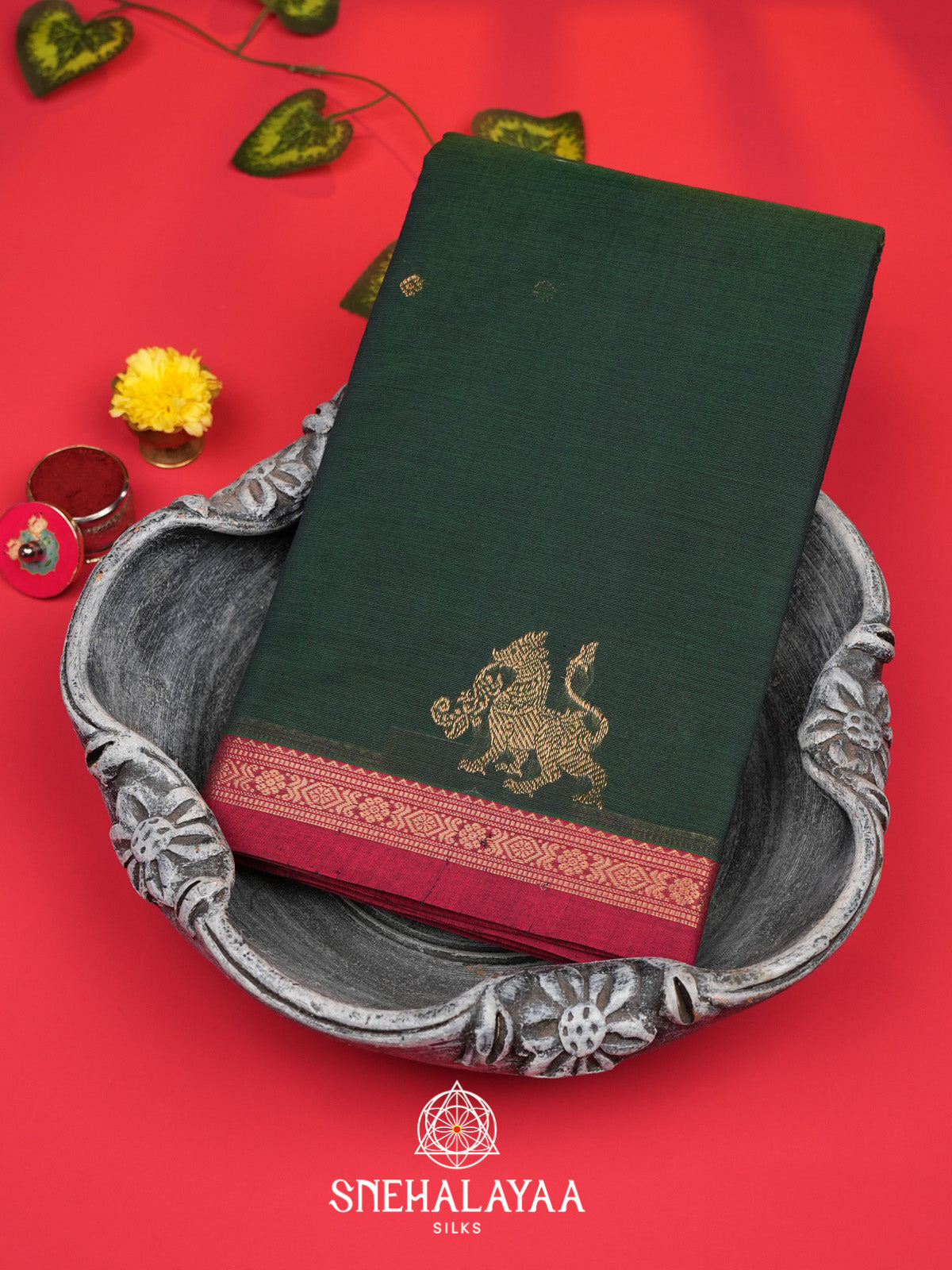 Forest Green Kanchi Cotton Saree