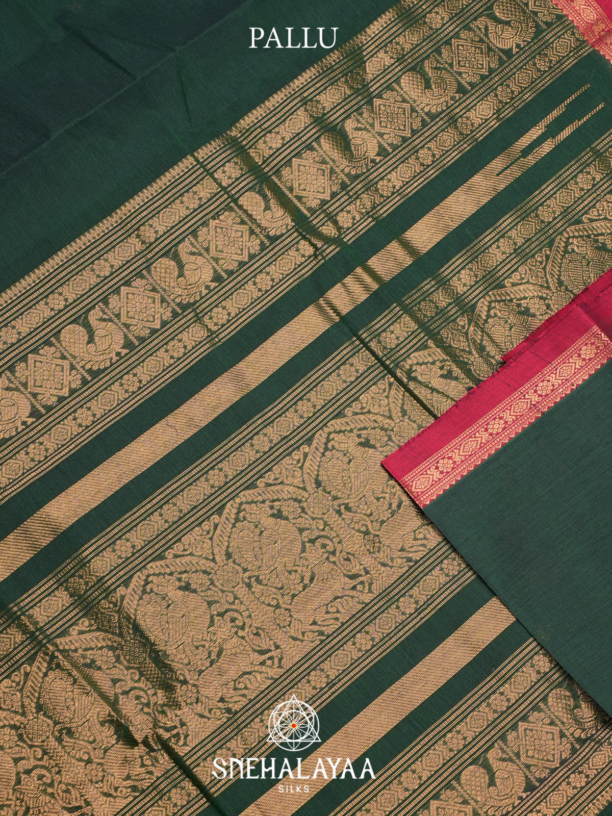 Forest Green Kanchi Cotton Saree