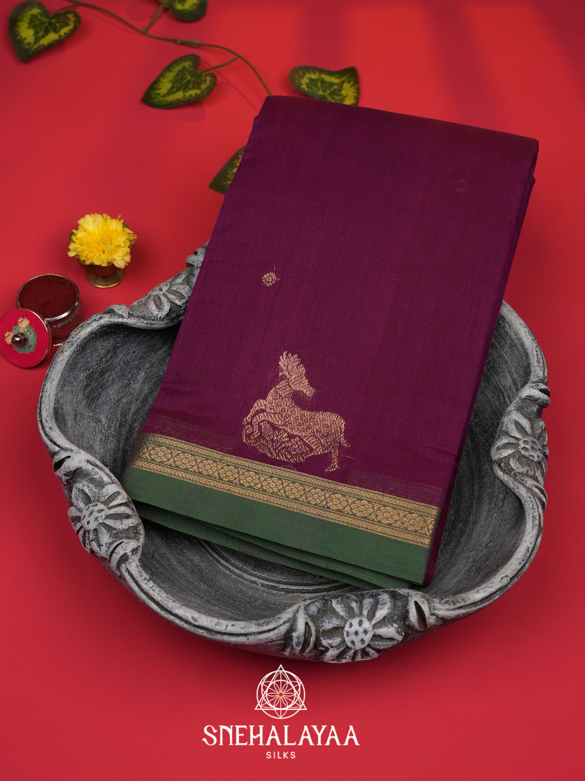 Magenta Kanchi Cotton Saree