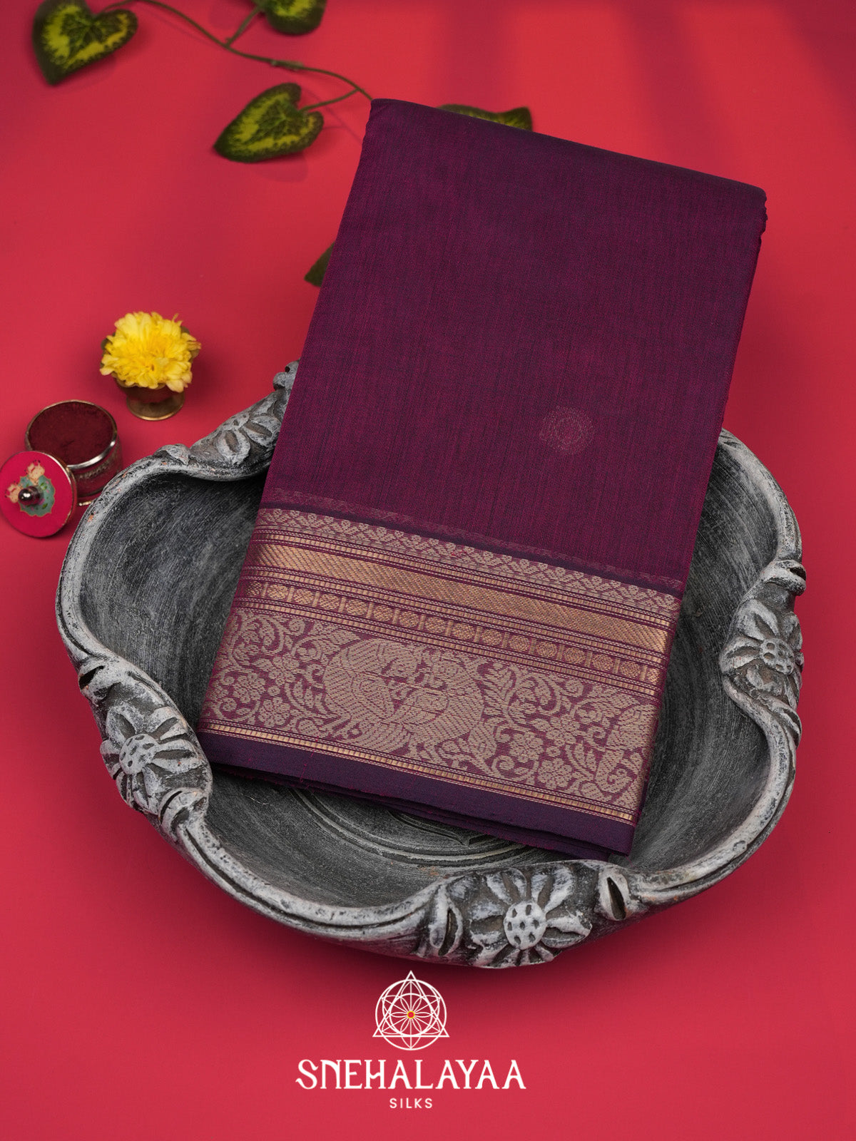 Magenta Kanchi Cotton Saree