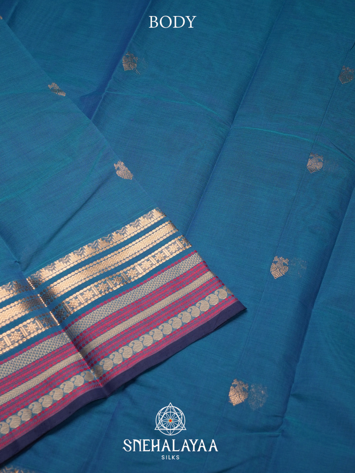 Peacock Blue Kanchi Cotton Saree
