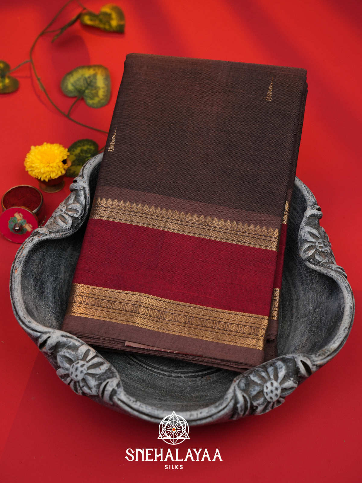 Brown Kanchi Cotton Saree