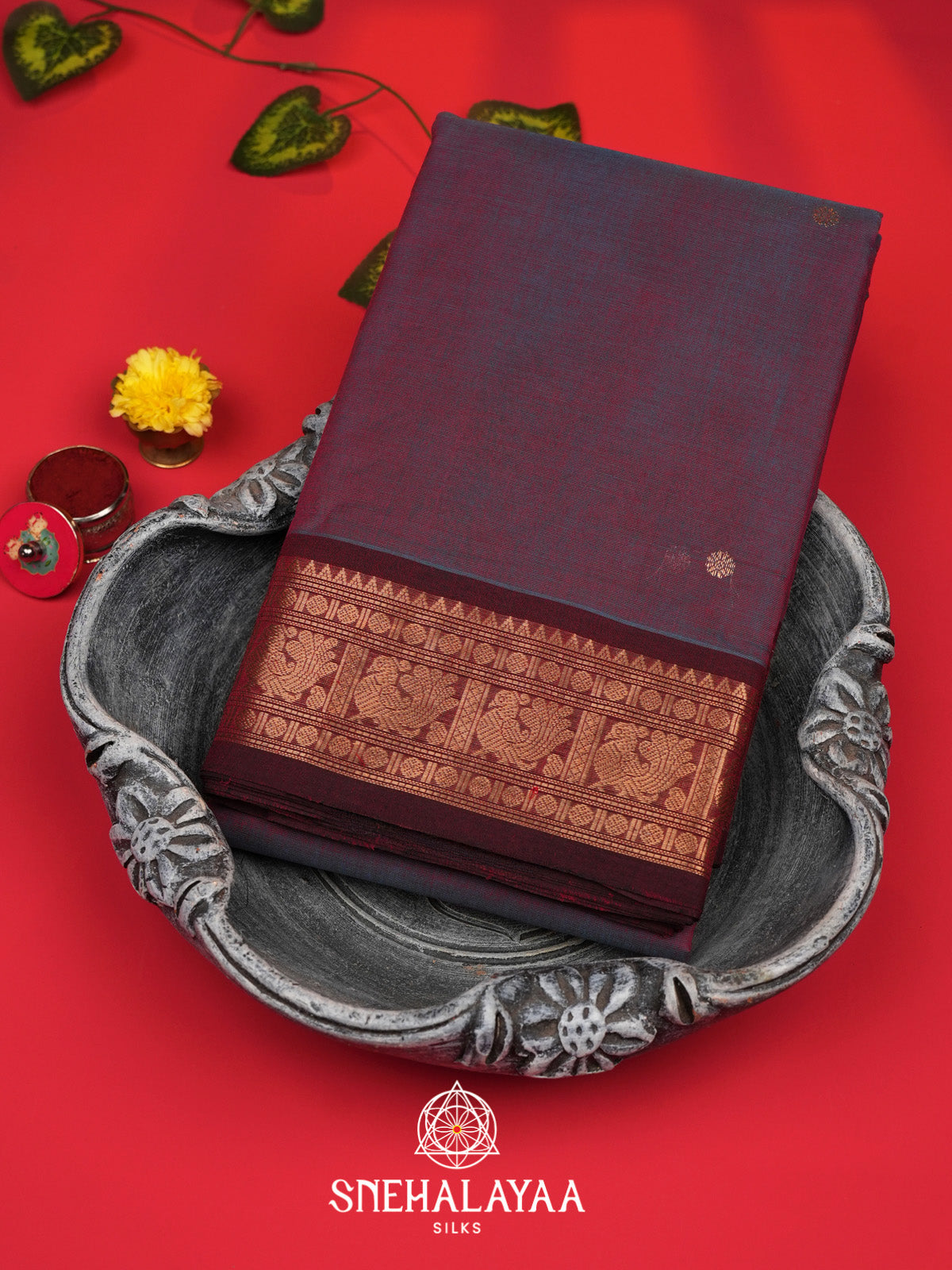 Plum Kanchi Cotton Saree