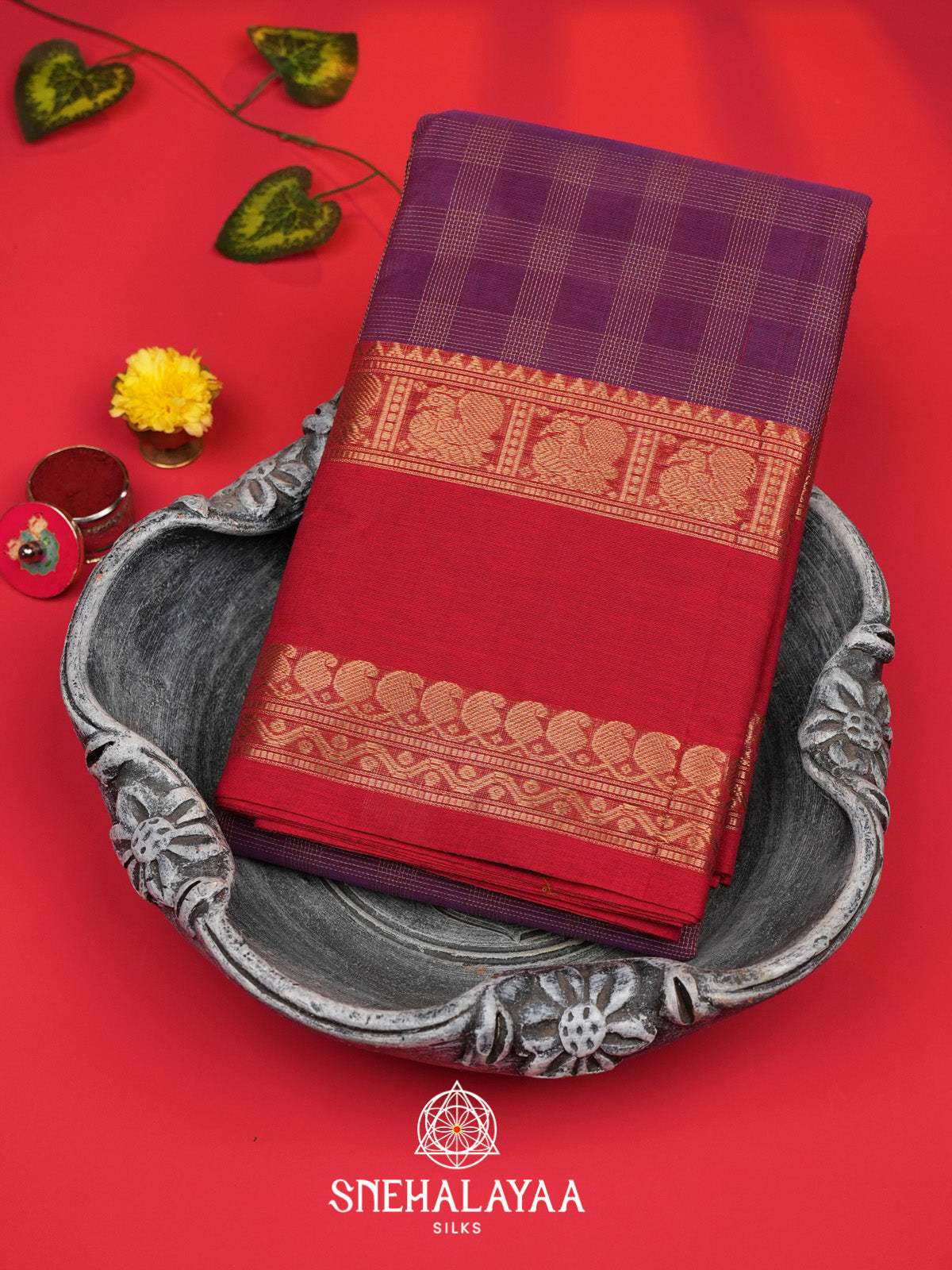 Magenta Kanchi Cotton Saree