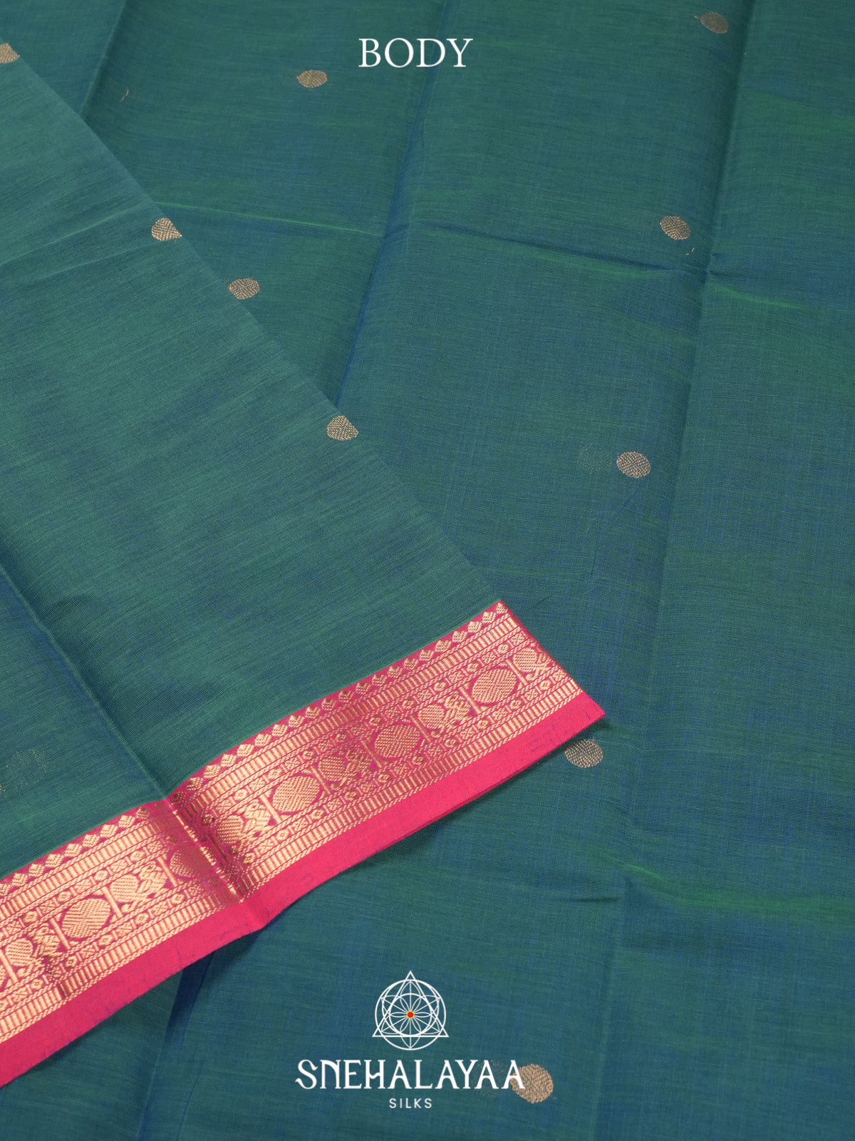 Teal Green Kanchi Cotton Saree