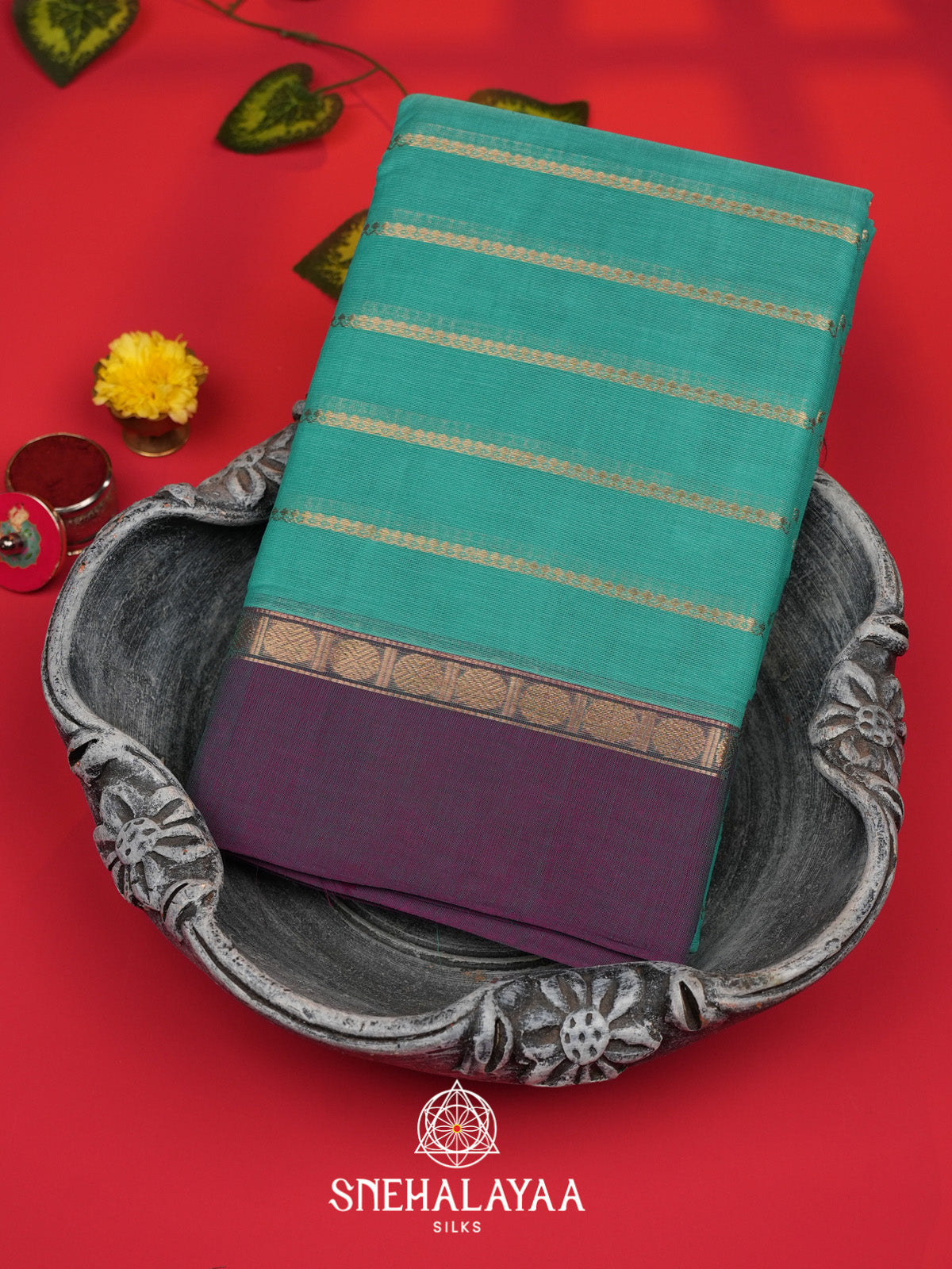 Teal Green Kanchi Cotton Saree