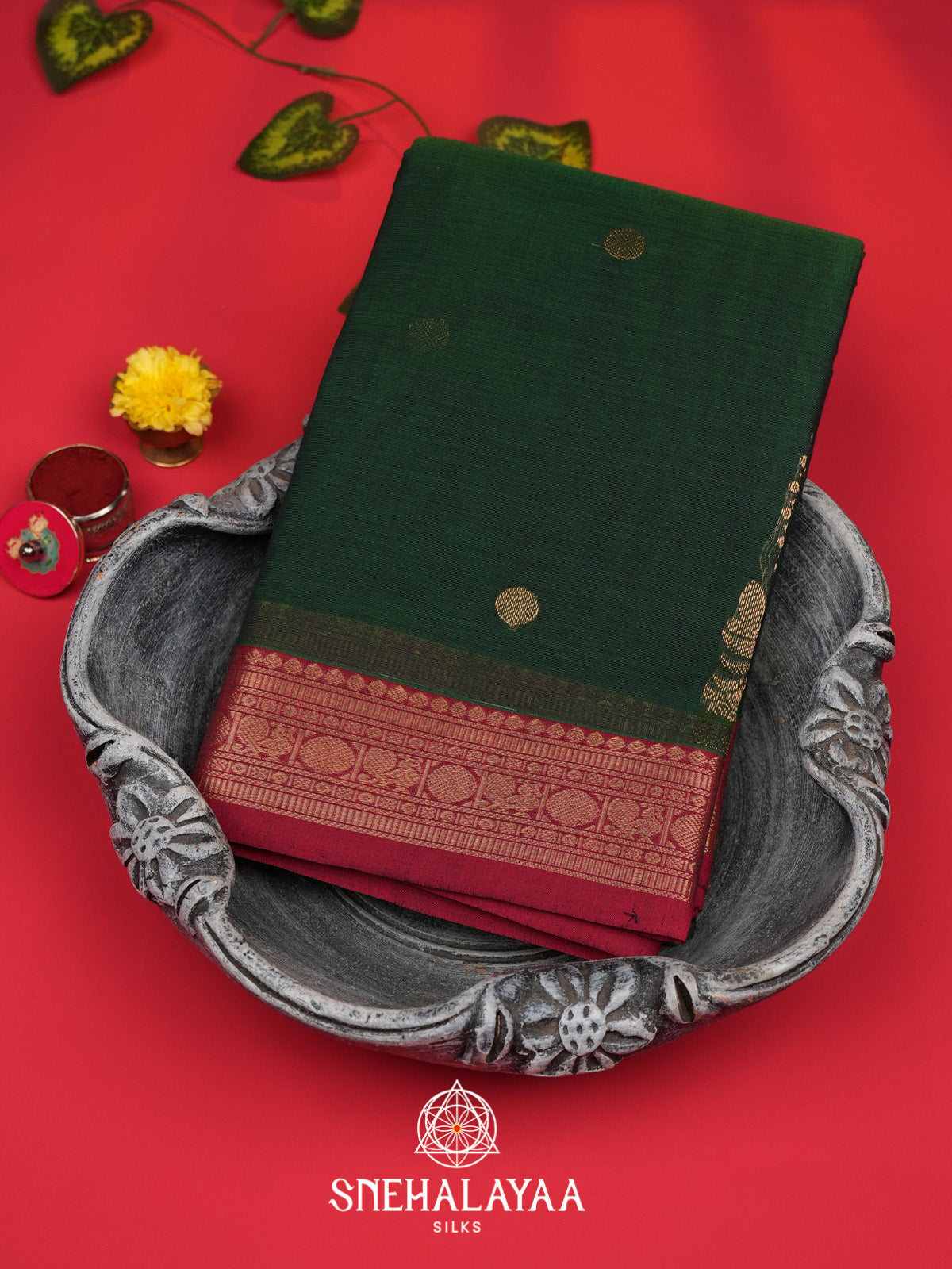 Forest Green Kanchi Cotton Saree