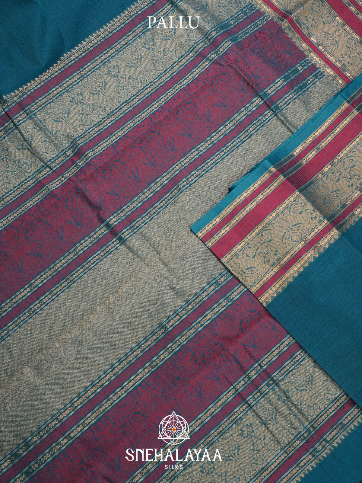Teal Blue Kanchi Cotton Saree