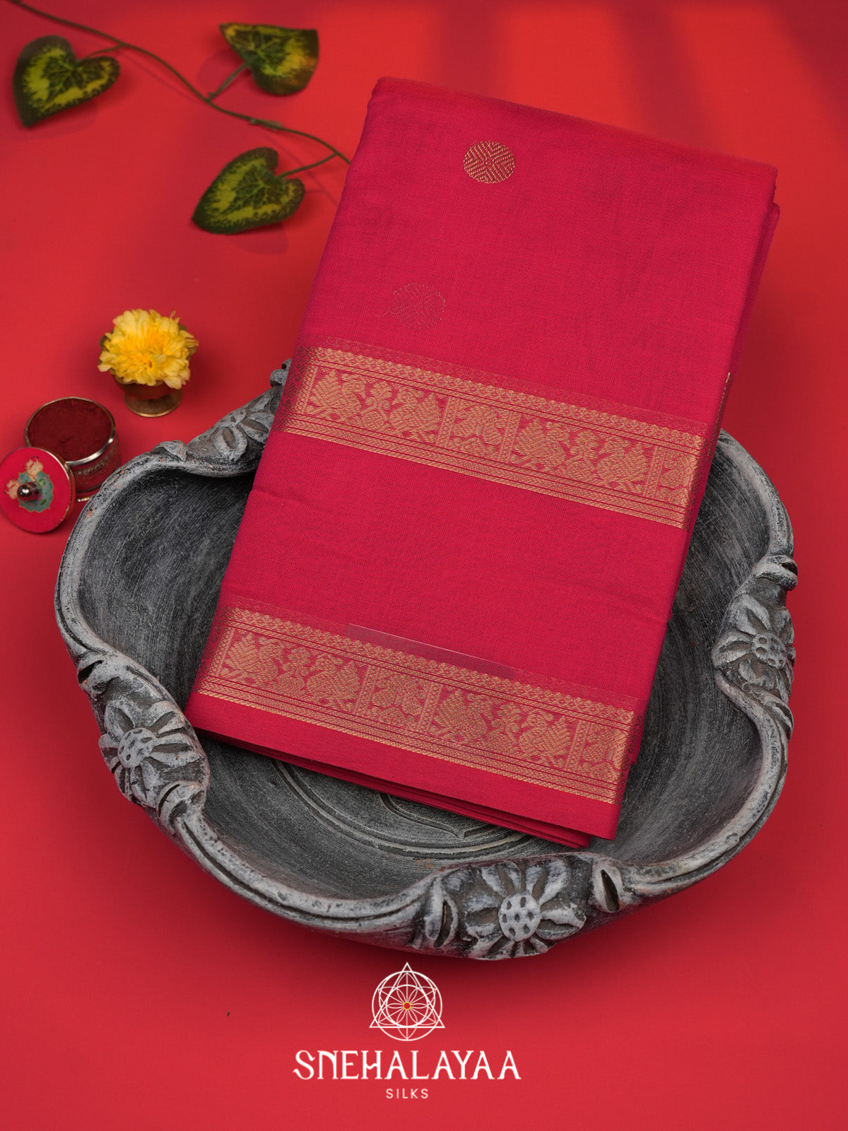 Ruby Pink Kanchi Cotton Saree