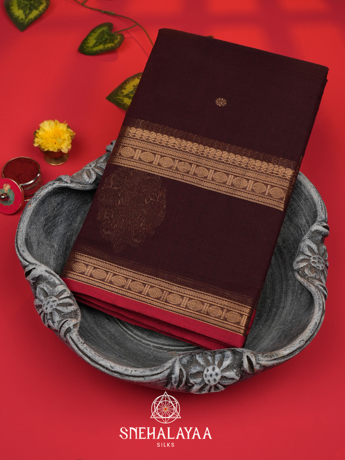 Coffee Brown Kanchi Cotton Saree