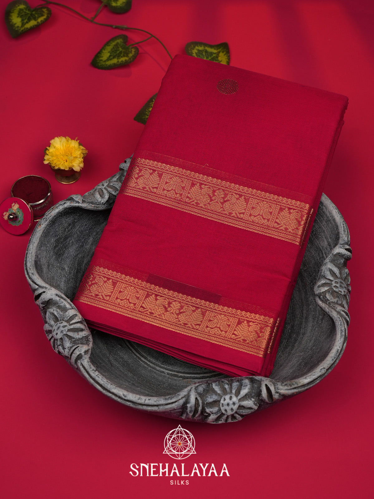 Ruby Pink Kanchi Cotton Saree