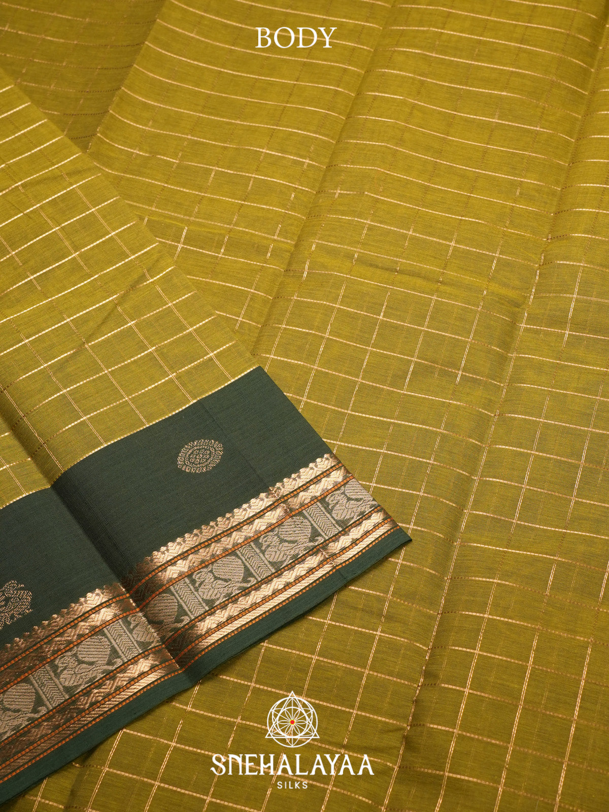 Mehandi Green Kanchi Cotton Saree
