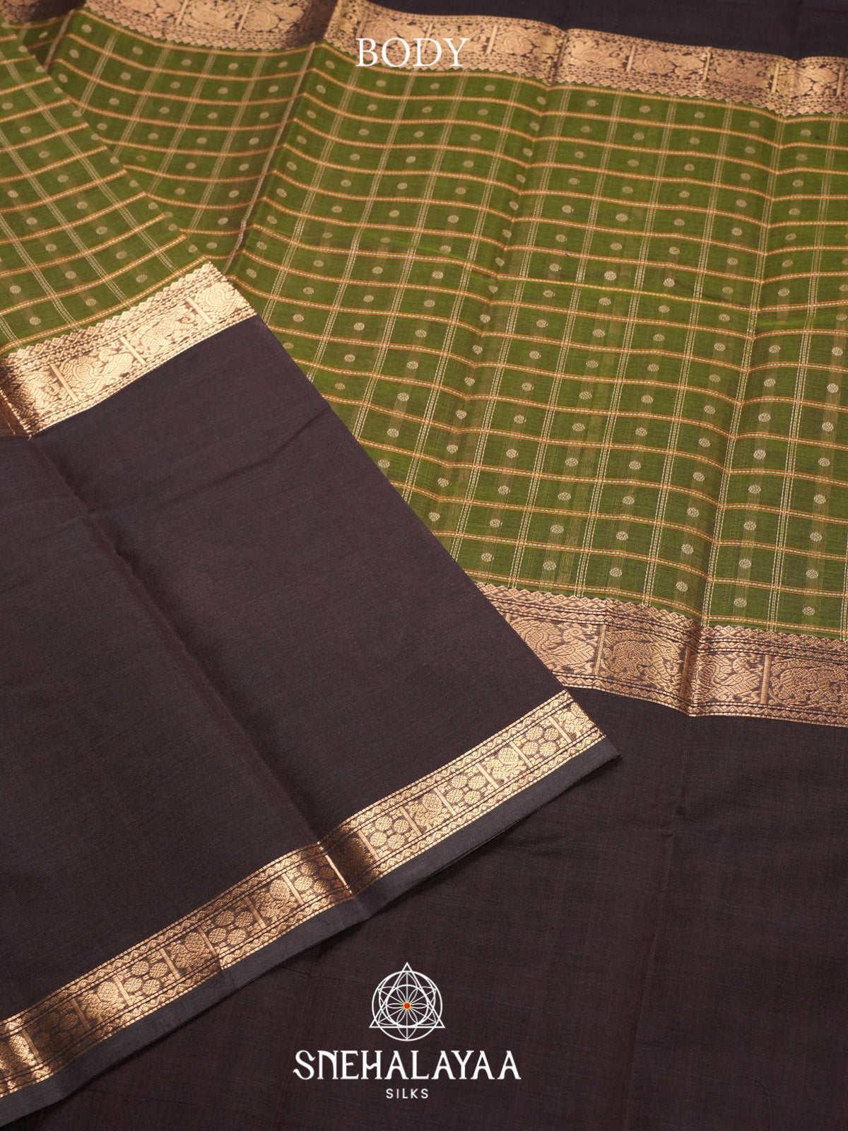 Olive Green Kanchi Cotton Saree