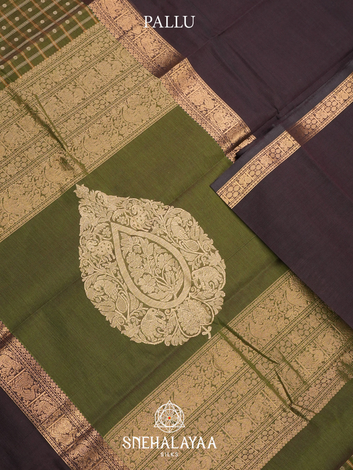 Olive Green Kanchi Cotton Saree