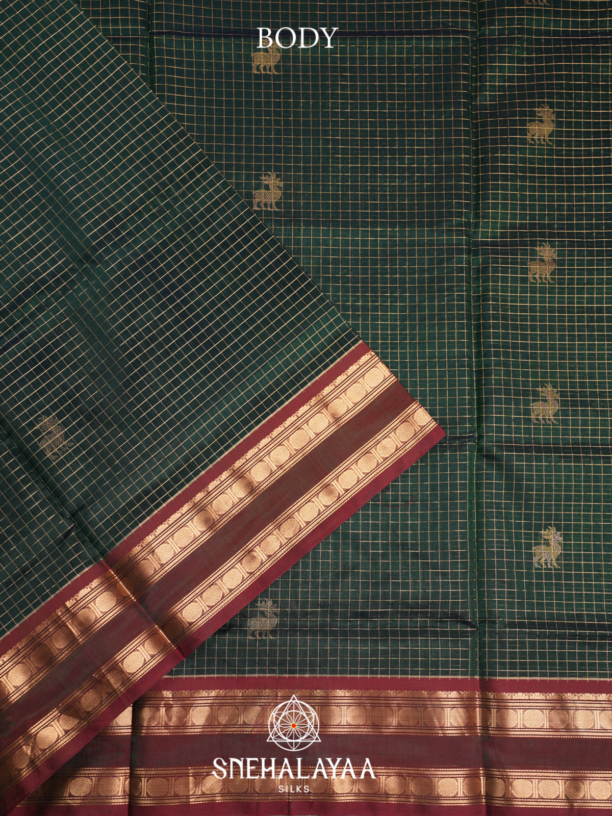 Bottle Green Silk Cotton Saree