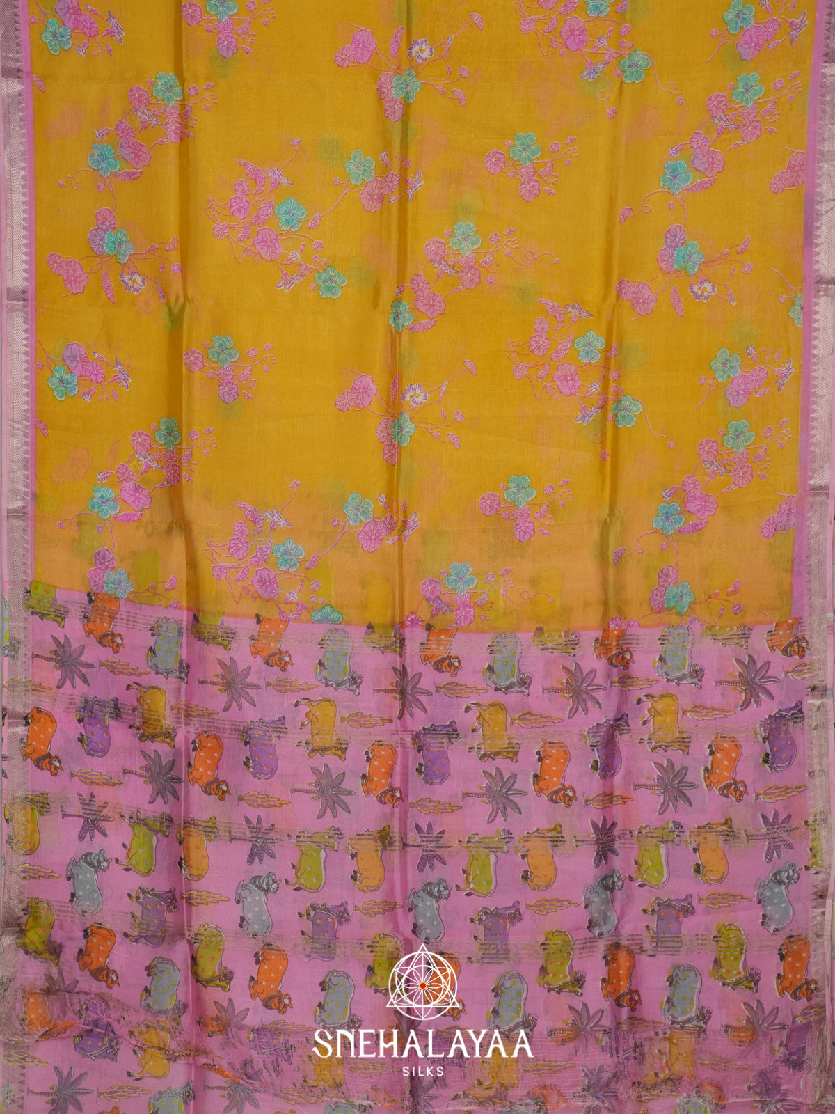 Yellow Mangalagiri Silk Cotton Saree