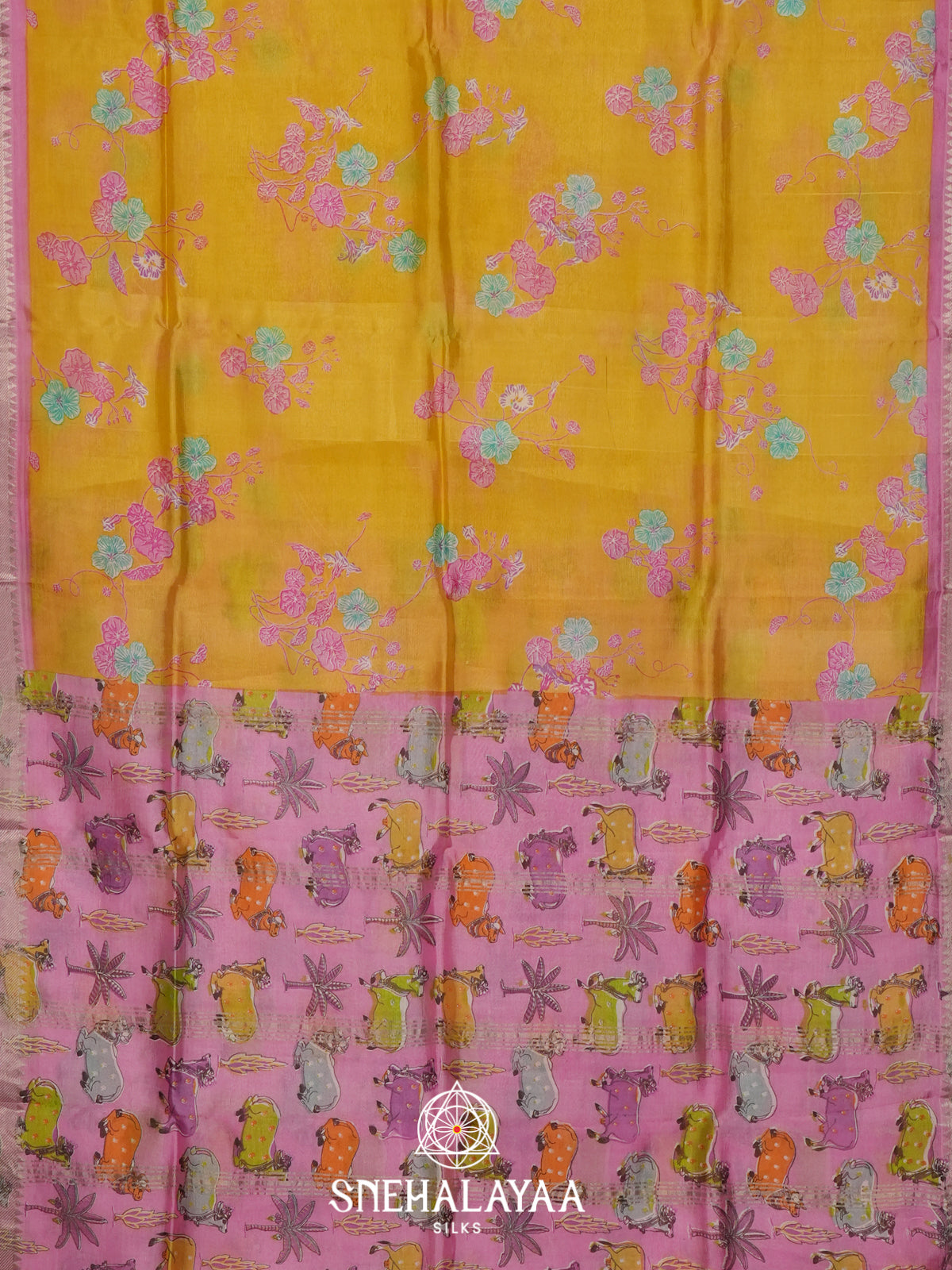 Yellow Tussar saree