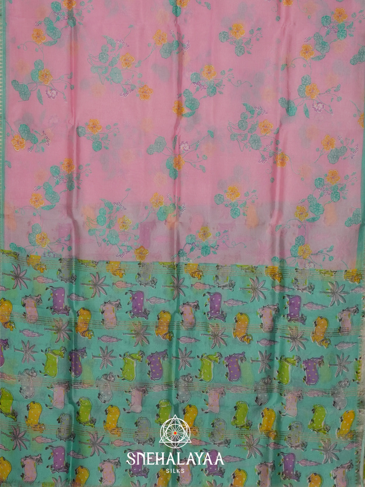 Pink Tussar saree