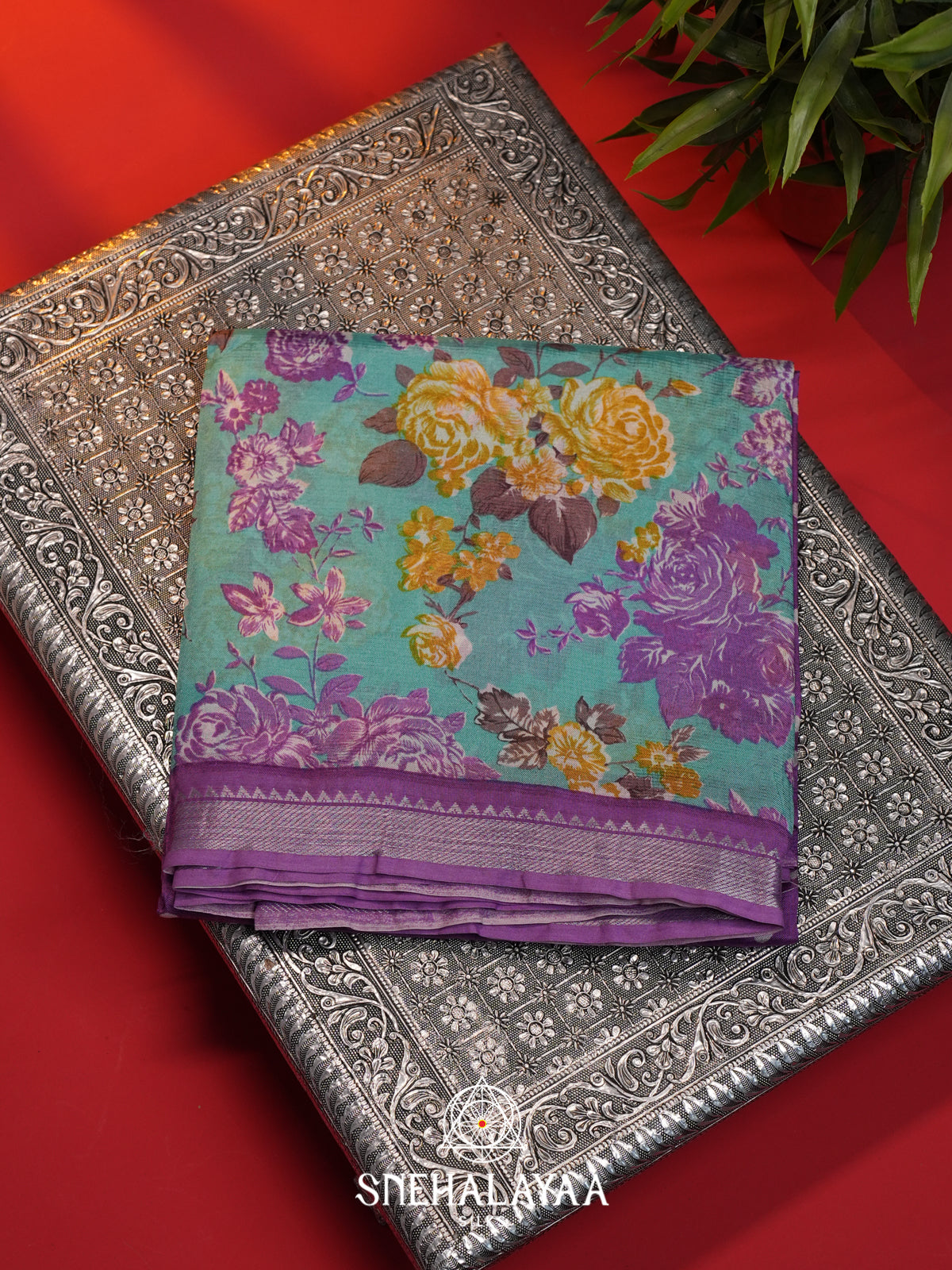 Purple Mangalagiri Silk Cotton Saree