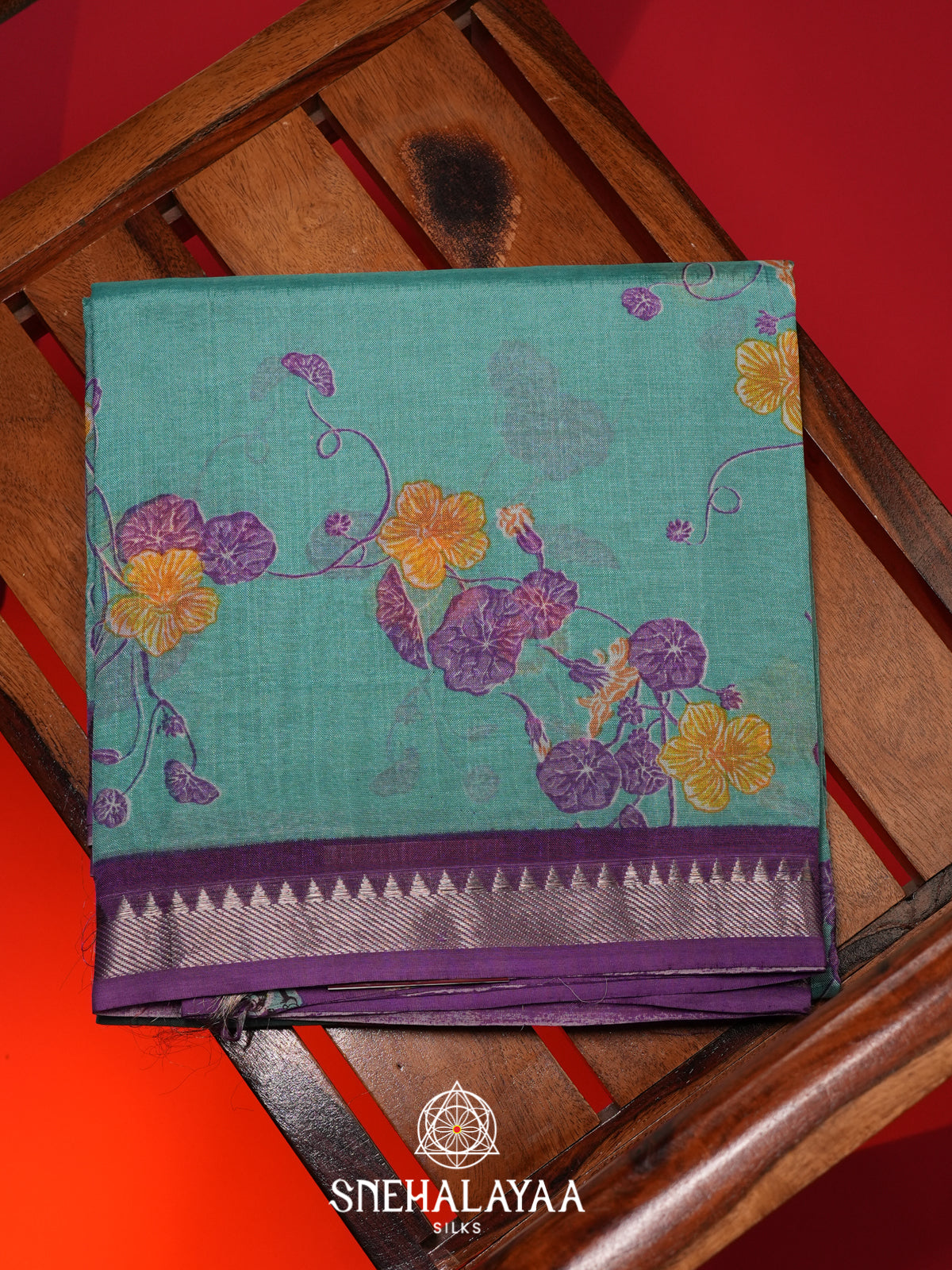 Teal Green Mangalagiri Silk Cotton Saree