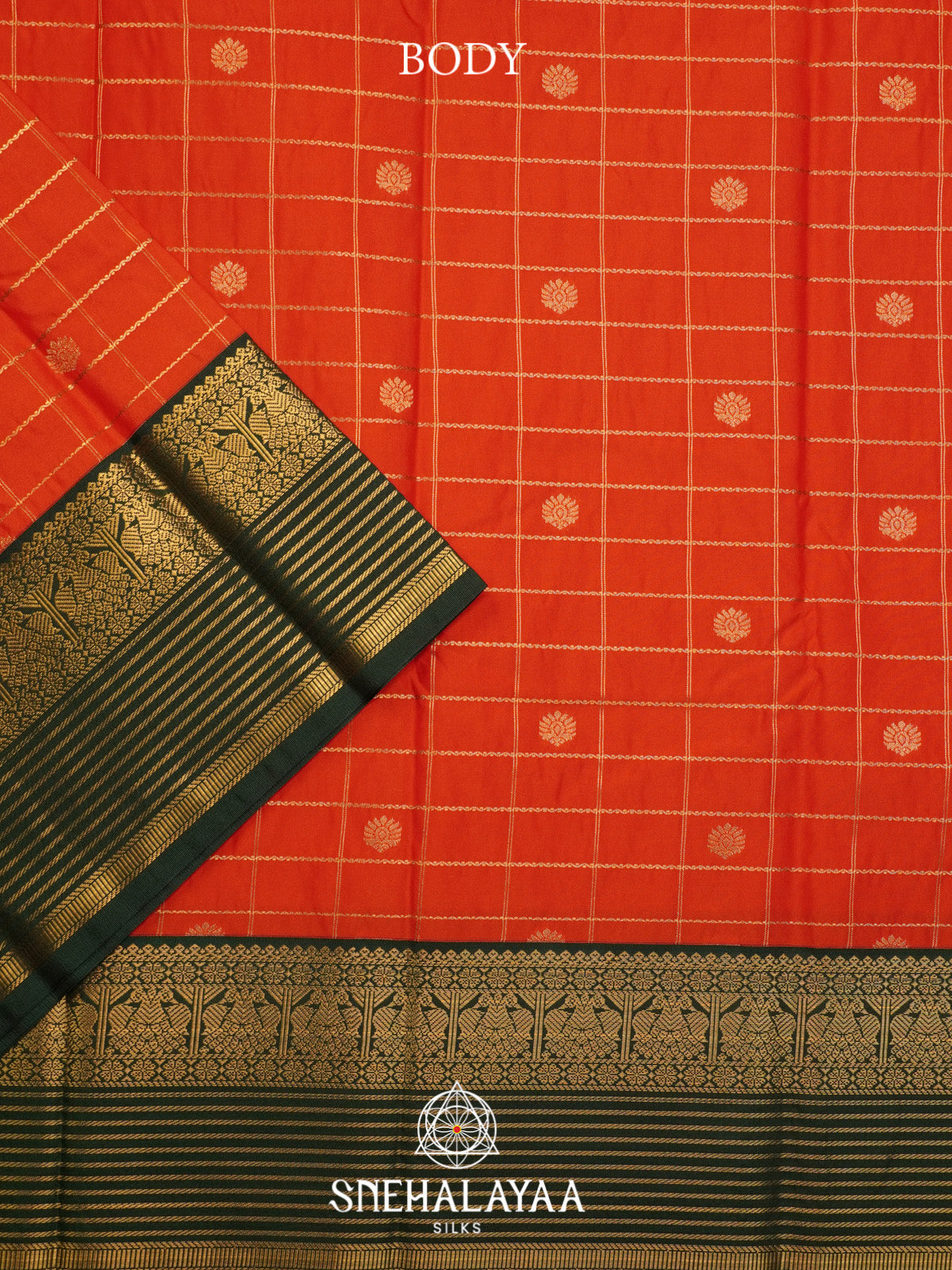 Rust Orange Art Silk Saree