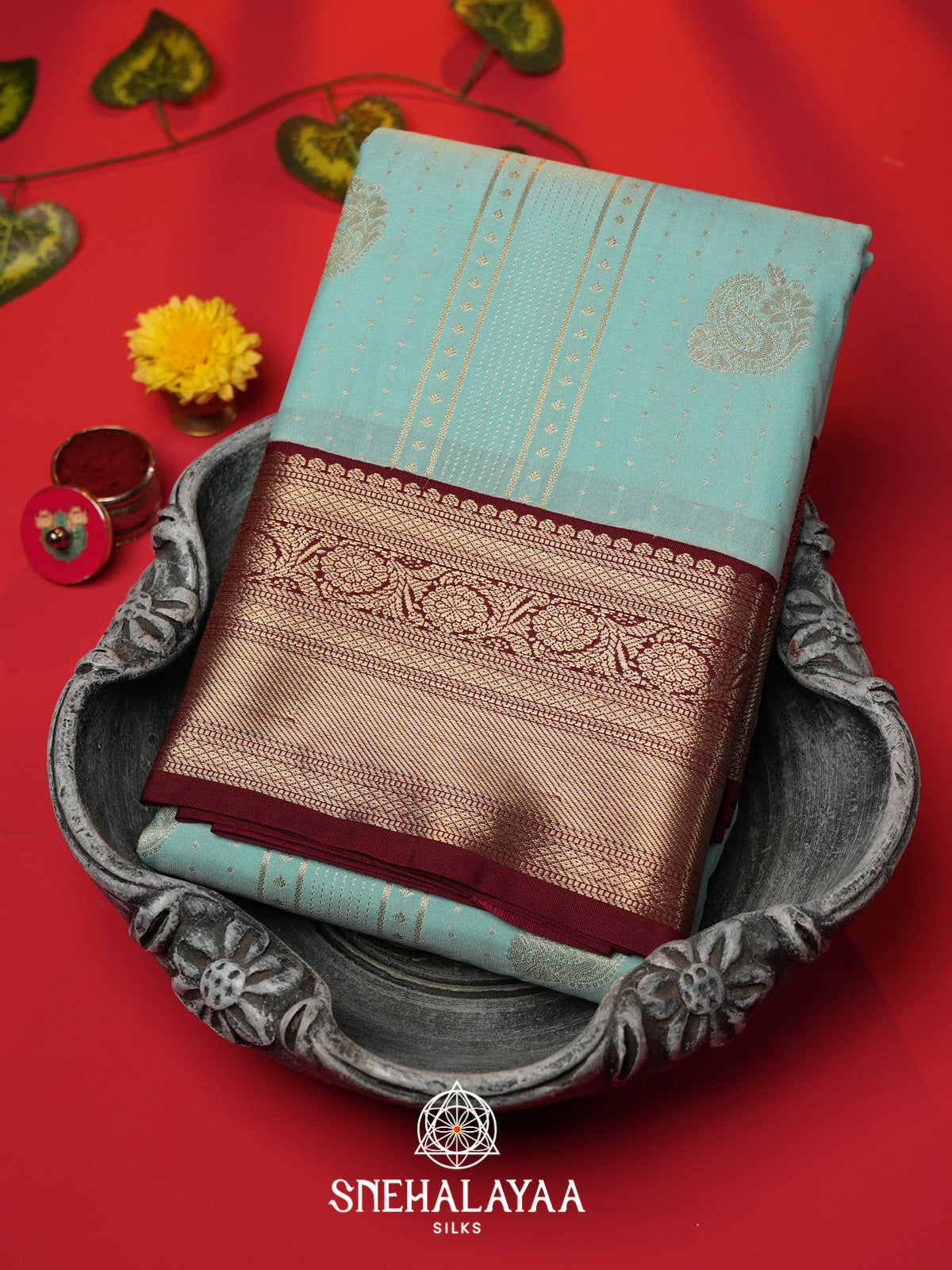 Teal Blue Art Silk Saree