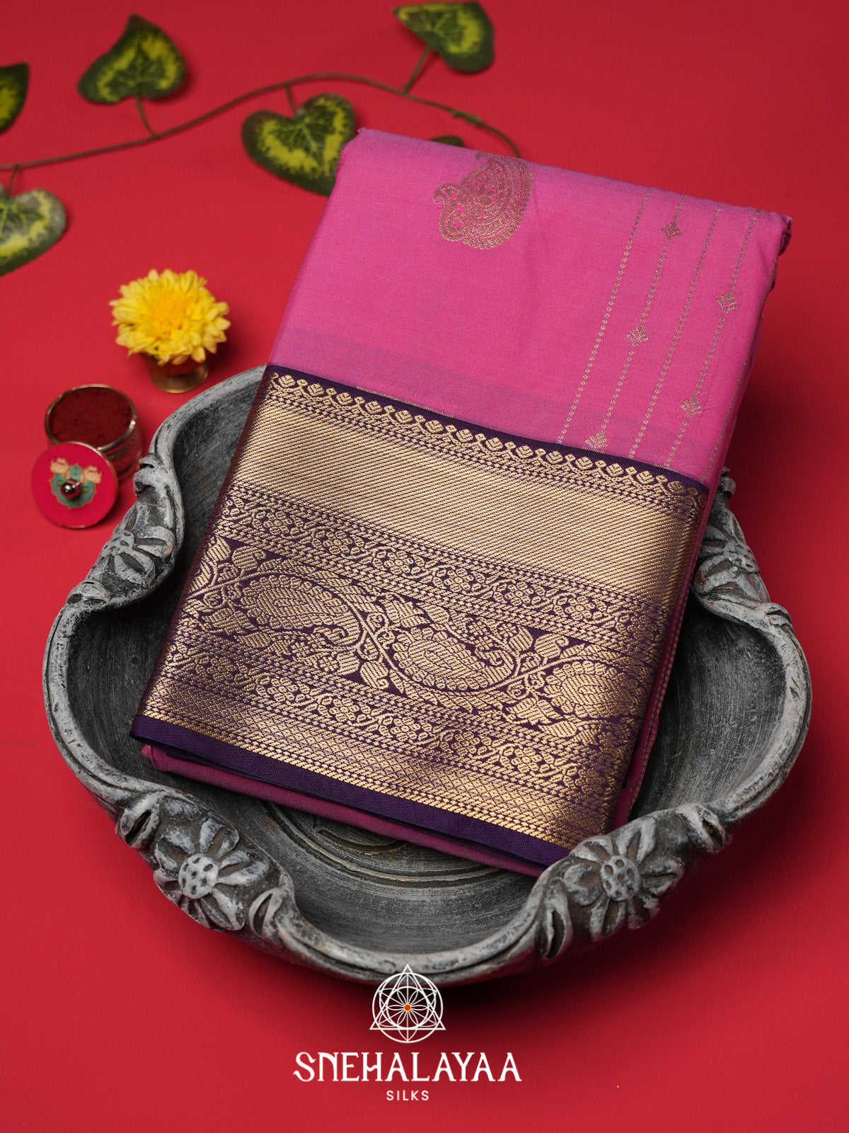 Pink Art Silk Saree